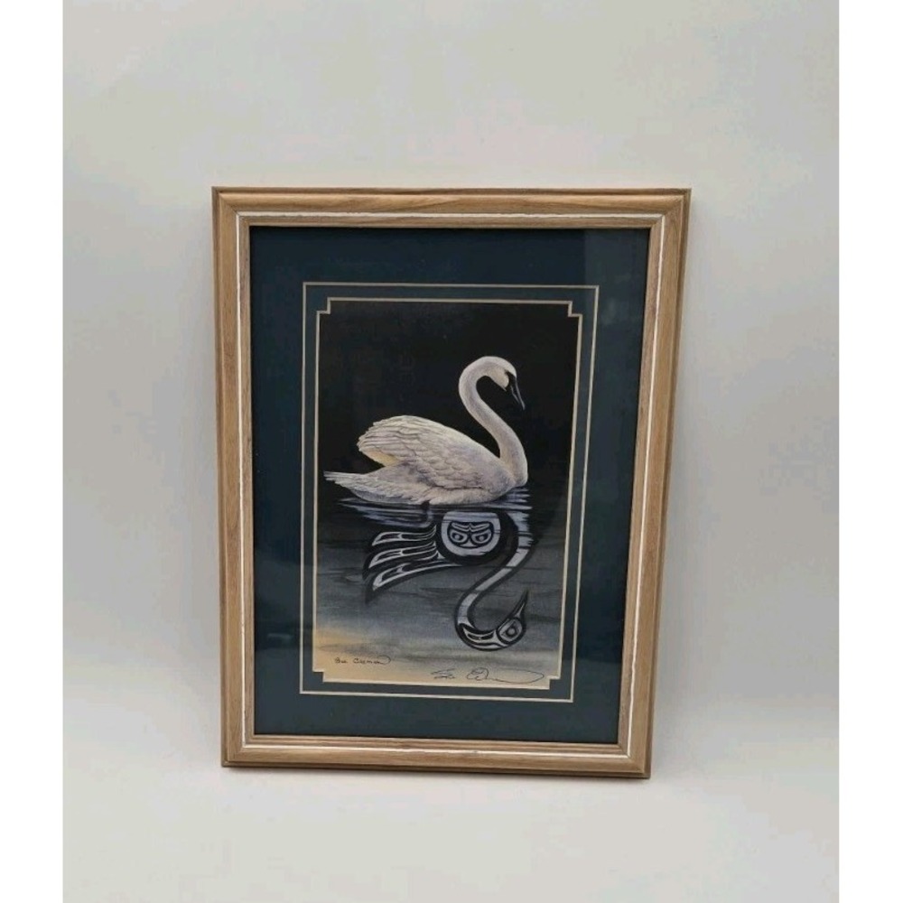 Sue Coleman Art Print The Swan Hand Signed Framed Rare Vintage